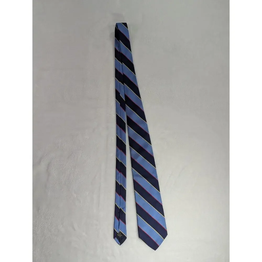 Vintage Brooks Brothers Makers Silk Repp Stripe Tie Made In USA Navy Blue Red